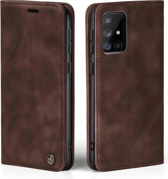 Tec-Expert Handy Hülle für Samsung Galaxy A71 Klapphülle Bookcase Flip Cover Handy Tasche Etui Farbe: Dunkelbraun
