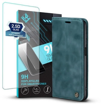 Tec-Expert Handy Hülle für Samsung Galaxy A25 5G mit 9H Displayglas Klapphülle Bookcase Flip Cover Handy Tasche Etui Farbe: Petrol
