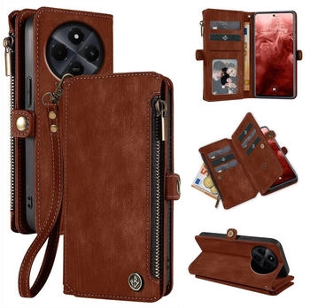 Tec-Expert Handy Hülle für Xiaomi Redmi 14C Geldbeutel Geldbörse RFID Schutz Klapphülle Cover Schutzhülle Wallet Farbe: Dunkelbraun