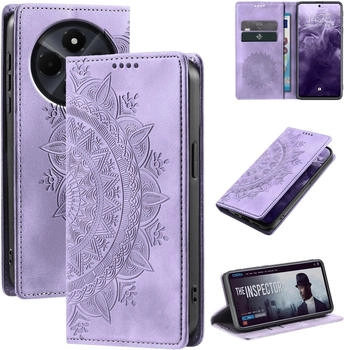 Tec-Expert Mandala Handyhülle für Xiaomi Redmi 14C RFID Schutz Klapphülle Case Cover Design Schutzhülle Farbe: Violett