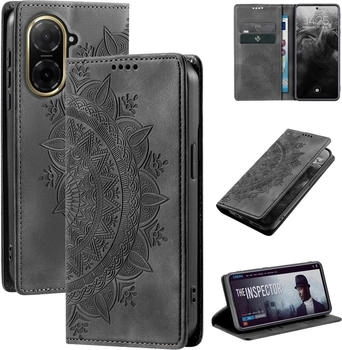 Tec-Expert Mandala Handyhülle für Xiaomi Redmi A5 RFID Schutz Klapphülle Case Cover Design Schutzhülle Farbe: Schwarz