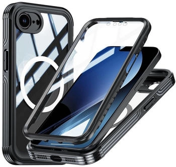 Wigento Handyhülle Für Apple iPhone 16e MagSafe 360 Body Hybrid Tasche Bumper Schwarz, Full Body, MagSafe-Unterstützung, präzise Passform