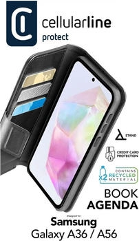 Cellular Line Book Agenda Bookcover Samsung Galaxy A36/A56 Schwarz