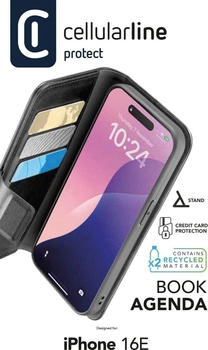 Cellular Line Book Agenda Bookcover Apple iPhone 16e Schwarz