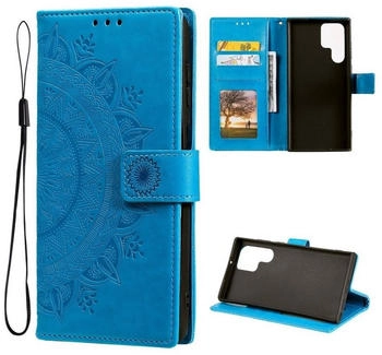 CoverKingz Hülle für Samsung Galaxy S22 Ultra Handyhülle Flip Case Cover Etui Mandala Blau
