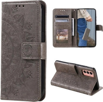CoverKingz Hülle für Samsung Galaxy A54 5G Handyhülle Flip Case Cover Etui Mandala Grau