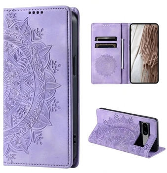 CoverKingz Hülle für Google Pixel 8a Handyhülle Flip Case Cover Tasche Etui Mandala Lila