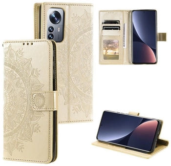 CoverKingz Hülle für Xiaomi 12 Pro Handyhülle Flip Case Cover Tasche Etui Mandala Gold