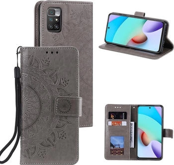CoverKingz Hülle für Xiaomi Redmi 10/10 Prime Handy Tasche Flip Case Cover Mandala Grau
