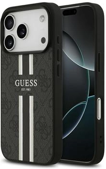 Guess Handyhülle für iPhone 17 Pro Hardcase 4G Printed Stripes mit MagSafe Schwarz