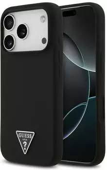 Guess Handyhülle für iPhone 17 Pro Max Hardcase Silicone Triangle Logo mit MagSafe Schwarz