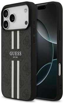 Guess Handyhülle für iPhone 17 Pro Max Hardcase 4G Printed Stripes mit MagSafe Schwarz