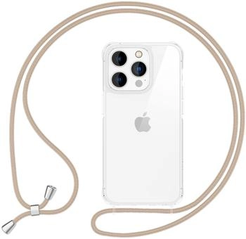 NALIA Klare Hülle mit Kette zum Umhängen Handykette Beige