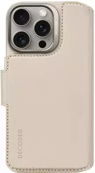 Decoded MagSafe iPhone 16 Pro Folio Tasche mit Kartenhalter und abnehmbarer H&uuml;lle Gelbgrau