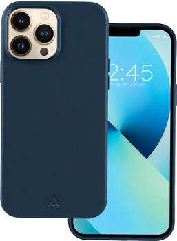 Alkaya iPhone 13 Pro Schutzhülle kompatibel mit Magsafe Handyhülle vegane und schmutzabweisende Lederhülle dunkelblau