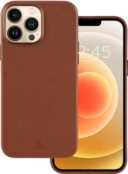 Alkaya iPhone 13 Pro Schutzhülle kompatibel mit Magsafe Handyhülle vegane und schmutzabweisende Lederhülle Braun