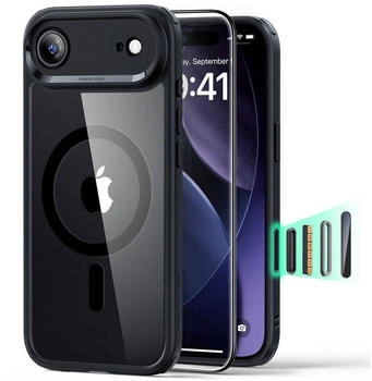 ESR Set Handyhülle Glas für iPhone Air Classic Hybrid mit MagSafe & Tempered Glass Schwarz und Transparent