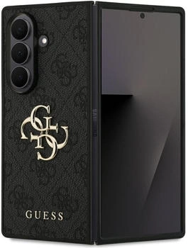 Guess PU 4G Metall Logo Rückseitenhülle für Samsung Galaxy Z Fold 7 Grau