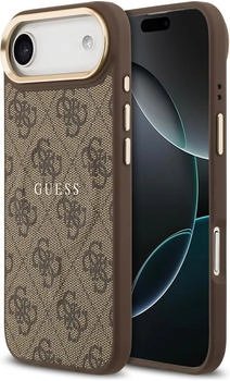 Guess PU Leather 4G Gold Frame MagSafe Rückschale für iPhone Air Brown