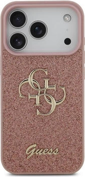 Guess PU Fixed Glitter 4G Metal Logo Rückschale für iPhone 17 Pro Pink