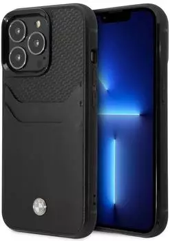 BMW Hülle BMW BMHCP14L22RSEPK iPhone 14 Pro 6.1″ schwarz/schwarz Leder Kartenfach
