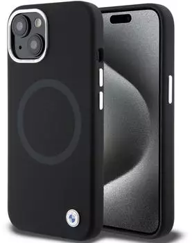 BMW Signature Liquid Silicone MagSafe Hülle iPhone 15 Schwarz