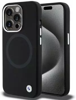 BMW Signature Liquid Silicone MagSafe Hülle iPhone 15 Pro Max Schwarz