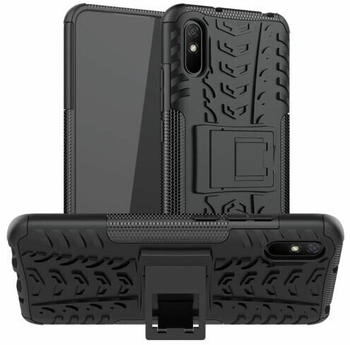 Betterfon Schutz Hülle Xiaomi Handy Tasche Case Cover Silikon Schale Outdoor Handyhülle BF Xiaomi Redmi 9A Schwarz