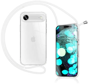 NALIA Smartphone-Hülle Apple iPhone 17 Air, Klare Hülle mit Band zum Umhängen / 160cm Handy Kette Verstellbar, Mondweiß