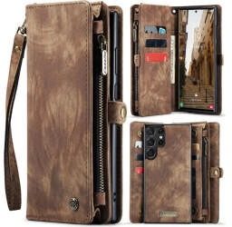 CaseMe Samsung Hülle mit Zipper 2in1 Samsung A54 5G-Braun