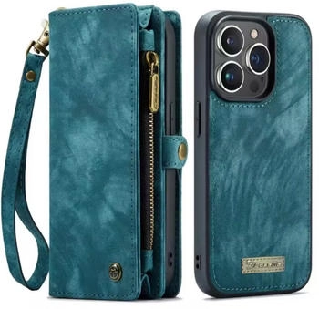 CaseMe iPhone Hülle mit Zipper 2in1 für iPhone 16 Pro Max-Blau