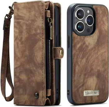 CaseMe iPhone Hülle mit Zipper 2in1 für iPhone 16 Pro-Braun