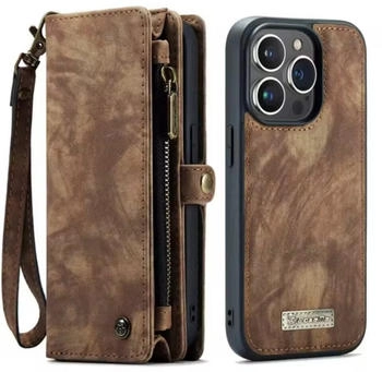 CaseMe iPhone Hülle mit Zipper 2in1 für iPhone 17 Pro Max-Braun