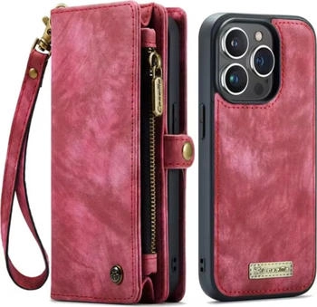 CaseMe iPhone Hülle mit Zipper 2in1 für iPhone 16 Plus-Rot