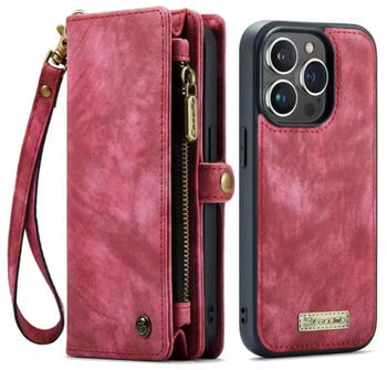 CaseMe iPhone Hülle mit Zipper 2in1 für iPhone 14 Pro-Rot