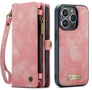 CaseMe iPhone Hülle mit Zipper 2in1 für iPhone 13 Pro-Rosa