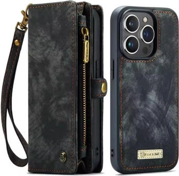 CaseMe iPhone Hülle mit Zipper 2in1 für iPhone 14-Schwarz