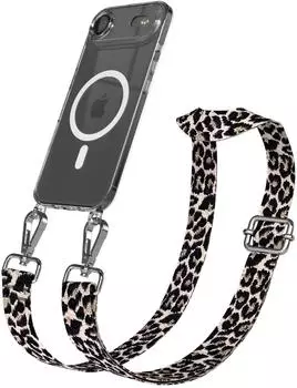 Eazy Case Handykette mit MagSafe Hülle für Apple iPhone Air Handyband Leo Style Karabiner Silber Umhängeband in Taupe
