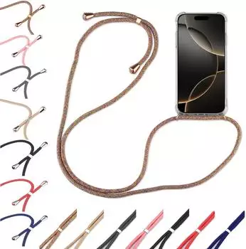 Betterfon Handykette für Apple iPhone 16 Serie Hülle Handyhülle mit Band Hülle mit Kordel Schwarz