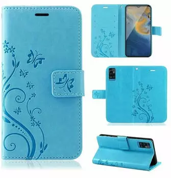 Betterfon Handyhülle für ZTE Blade A71 Klapphülle Blume Blau