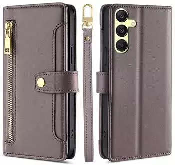 Betterfon Handykette für Samsung Galaxy A25 Handyhülle mit Band PU-Leder Grau