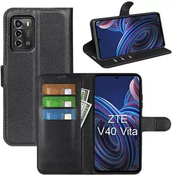 Betterfon Handyhülle für ZTE Blade V40 Vita / A72 4G Klapphülle PU-Leder Schwarz