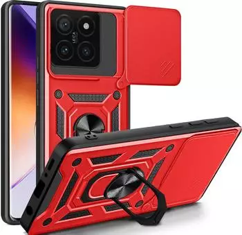 Betterfon Outdoor Panzer Hülle Xiaomi 14T Pro Handyhülle Kameraschutz Ringhalter in Rot