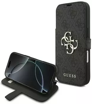Guess book case passend für IPHONE 17 Pro GUBKP17L4GMGGR (PU 4G Metal Logo) black