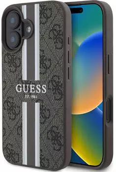 Guess GUHMP16SP4RPSW iPhone 16 6.1 braun hardcase 4G Printed Stripes MagSafe Schutzhülle