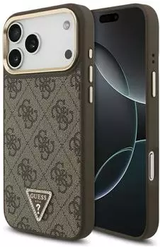 Guess 4G Dreieck Logo Magsafe Fall für Iphone 17 Pro Max Braun und Gold