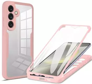 Betterfon 360° Grad Hülle für Samsung Galaxy S24 FE vollschutz mit Integriertem Displayschutz in Rosa