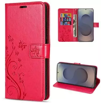 Betterfon Hülle für Samsung Galaxy S25 Ultra Handyhülle Handy Tasche Wallet Case Flip Cover in Rot