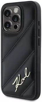 CG Mobile Karl Lagerfeld Diagonal Quilted Script Case iPhone 15 Pro Black
