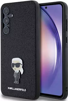 Karl Lagerfeld Fixed Glitter Ikonik Logo Metal Pin Hülle Samsung Galaxy A55 - Schwarz
